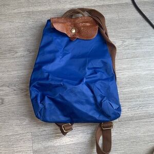 Longchamp Blue and Tan Backpack